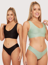 Stevie Twin Pack Bralette & Brief Set : Black & Basil